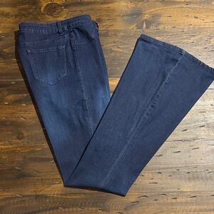 JCJQ-Dark Blue Denim Flare Jeans (TALL)